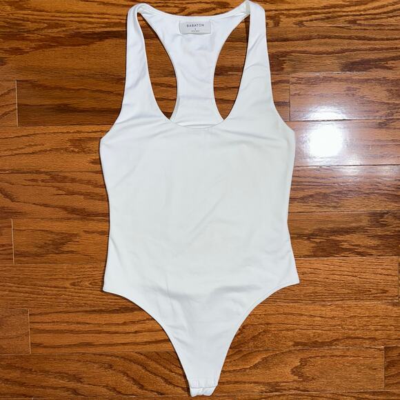 Aritzia Babaton White Contour Racer Bodysuit Size Small - Picture 2 of 15